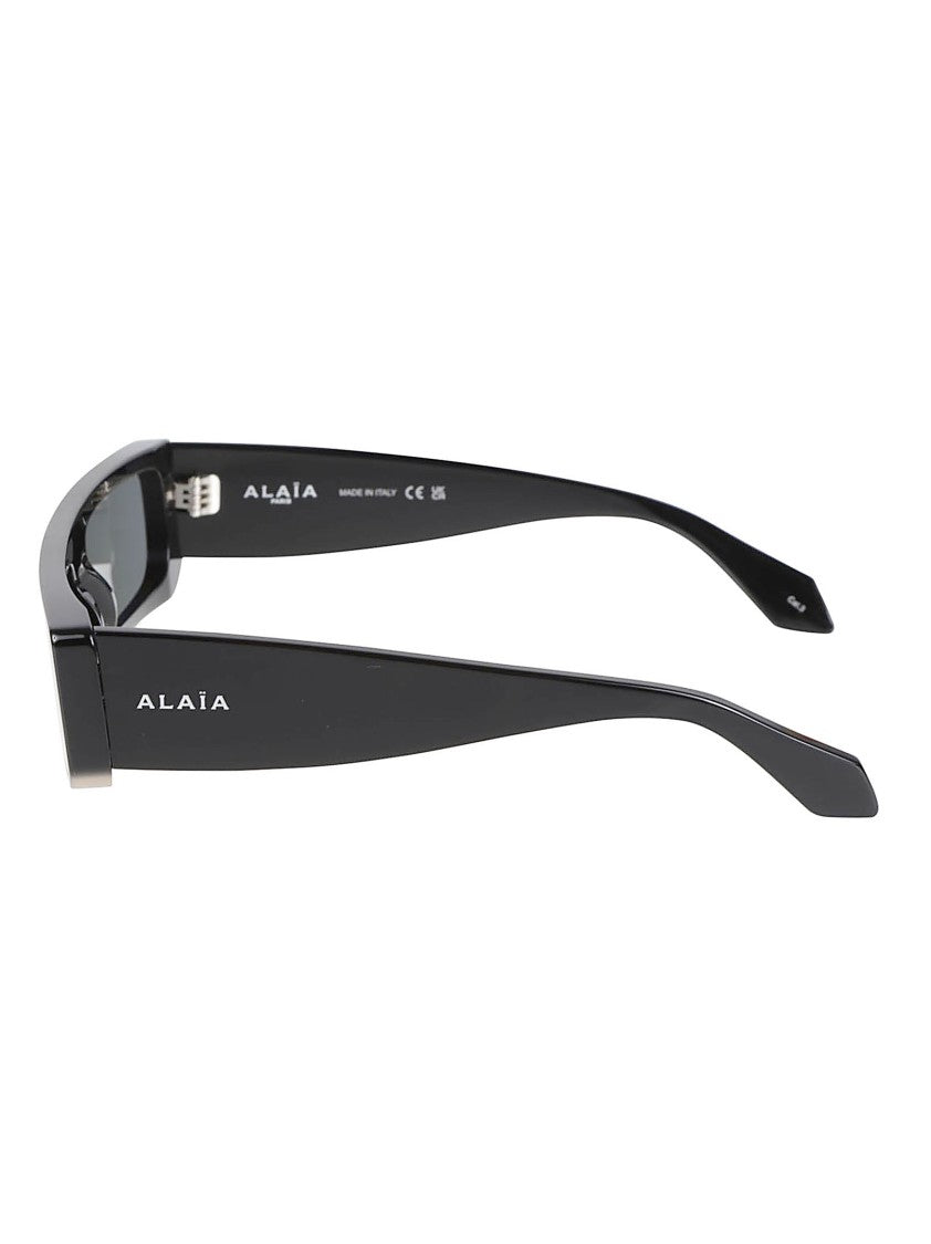 Alaïa Rectangular Frame Sunglasses With Glossy Black Finish