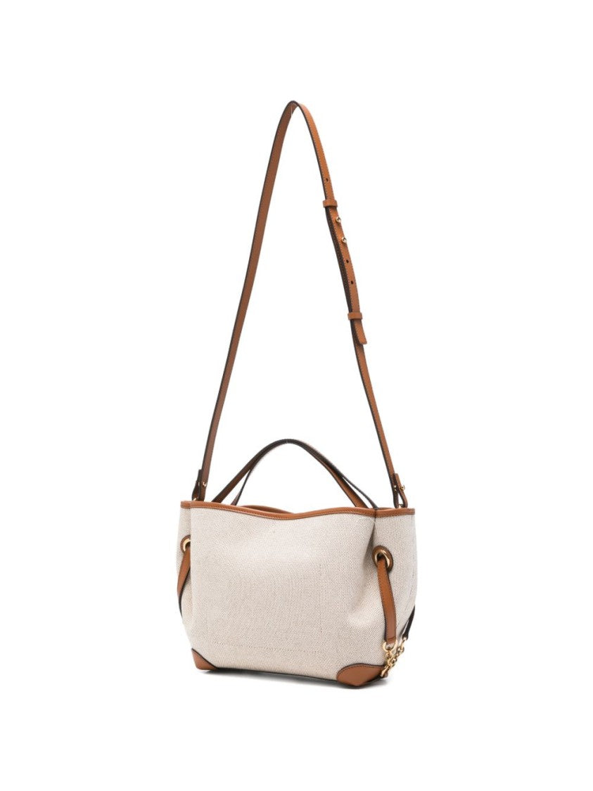 Chloé Textured Medium Leather-Trim Cotton Shoulder Bag