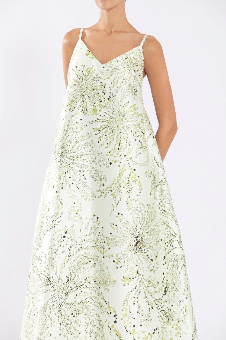 Saiid Kobeisy Mikado A-Line Dress With Dotted Floral Print