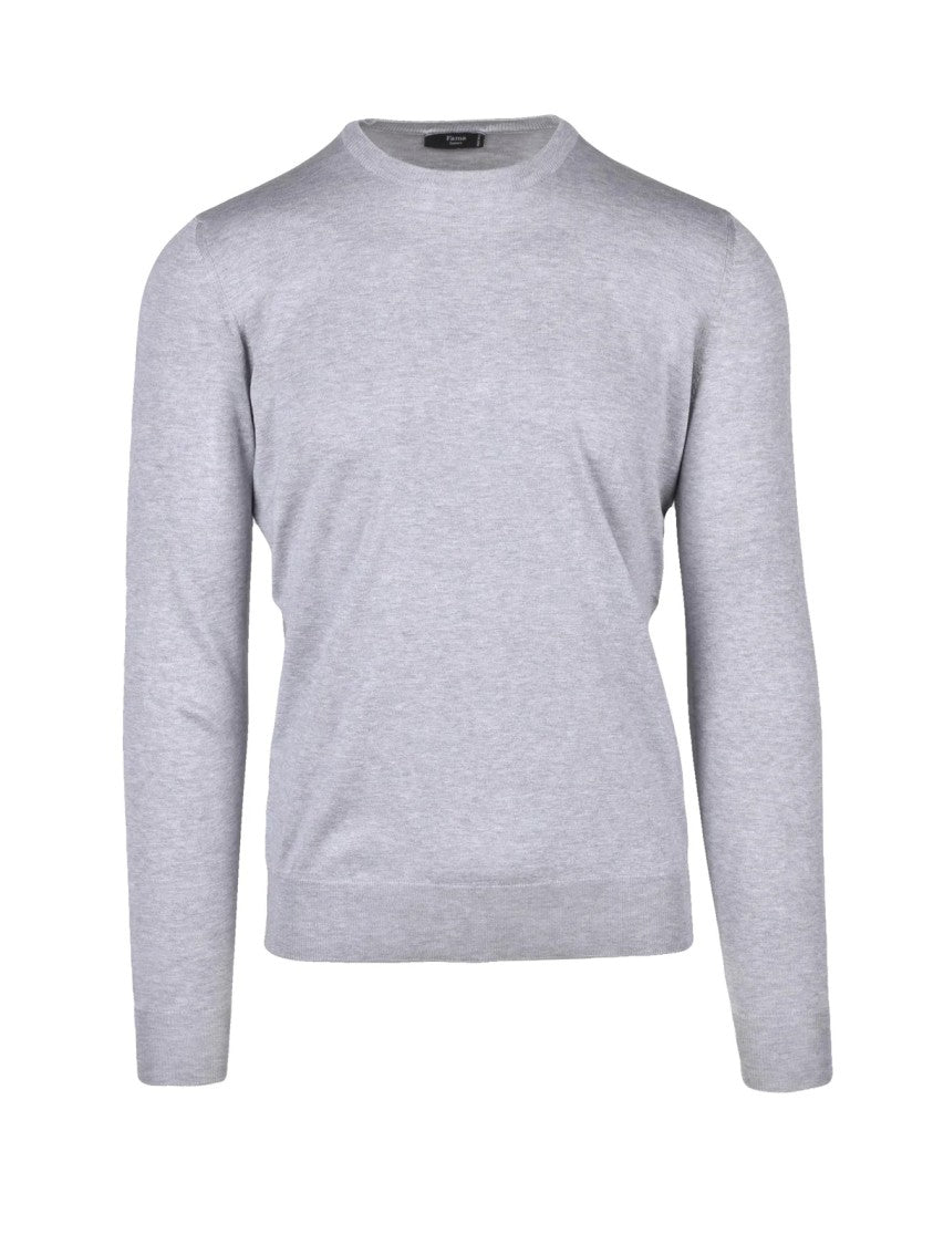 Fama Light Grey Fine-Knit Sweater