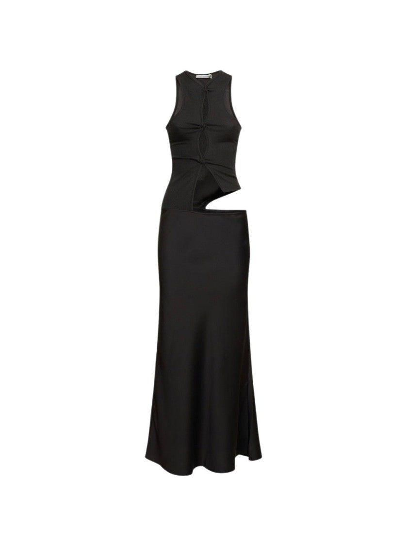 Christopher Esber Open Twist Satin Tank Dress Black