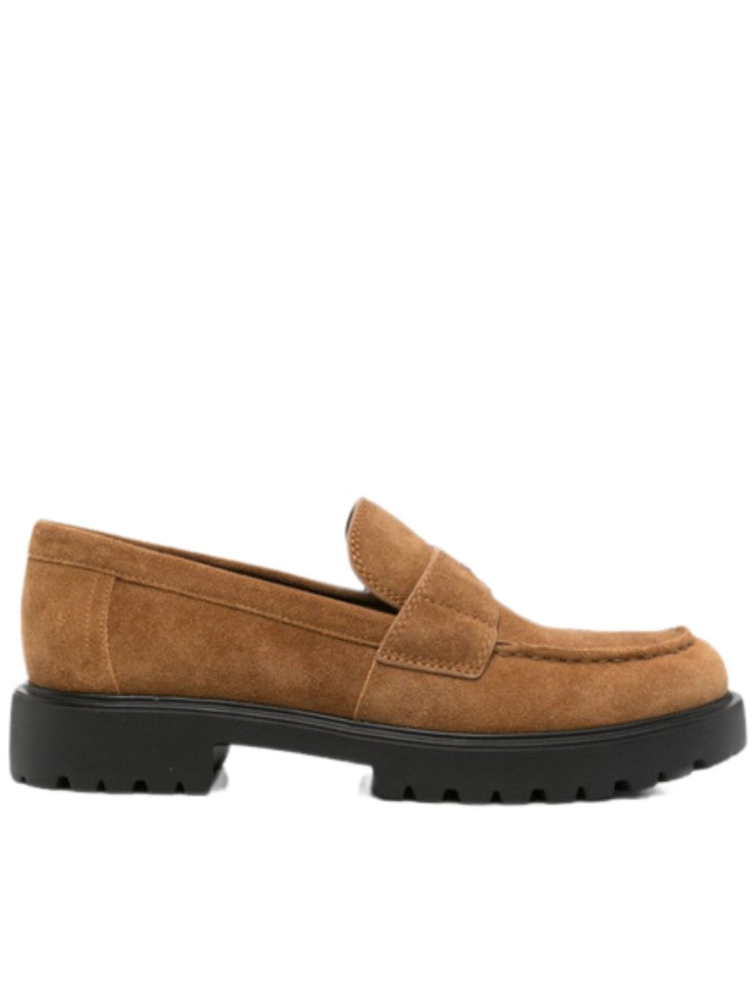 Tory Burch Brown Suede Penny Strap Loafers