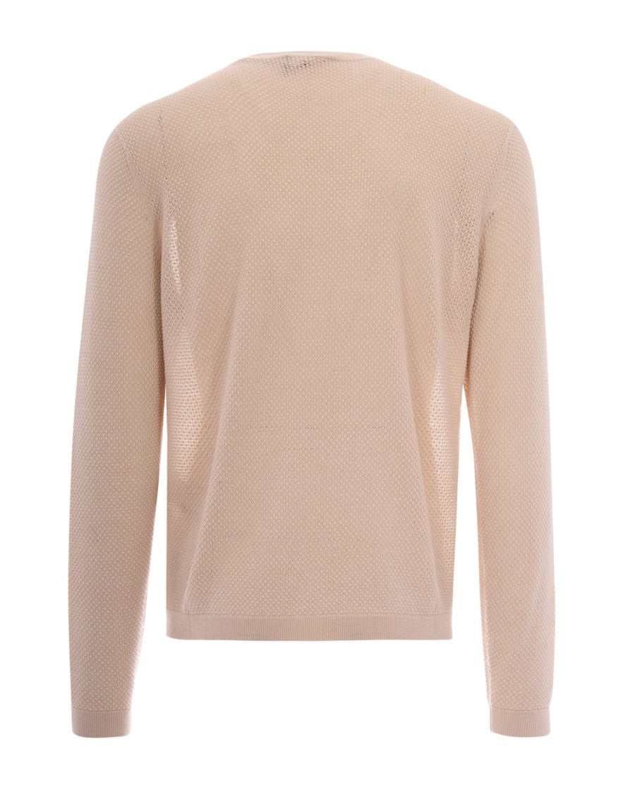 Emporio Armani Textured Knit Crew Neck Sweater In French Oak