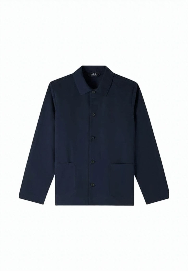 A.P.C. Blue Cotton Jacket With Classic Collar