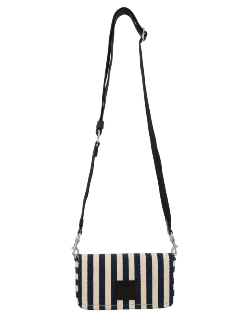 Marc Jacobs Rectangular Navy And Cream Striped Shoulder Bag With Adjustable Strap