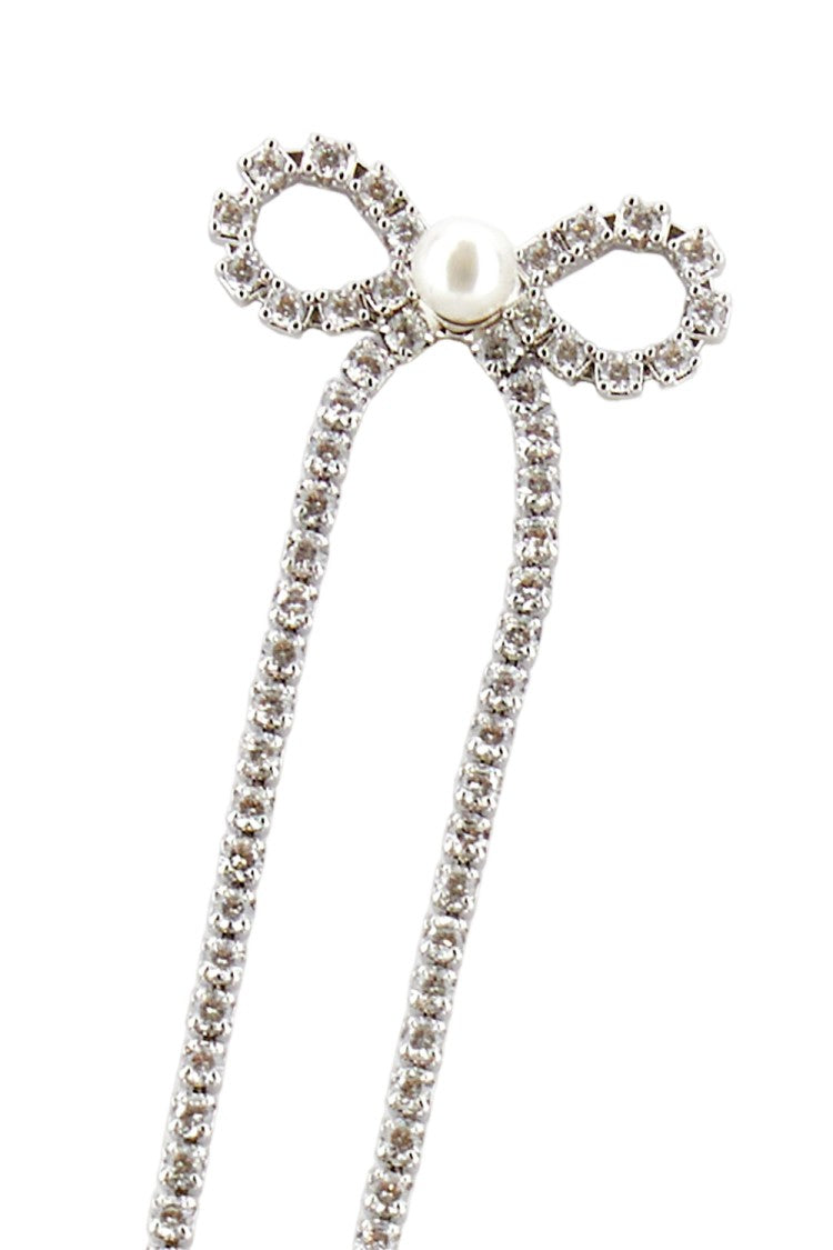 Self-Portrait Crystal Droplet Bow Earrings