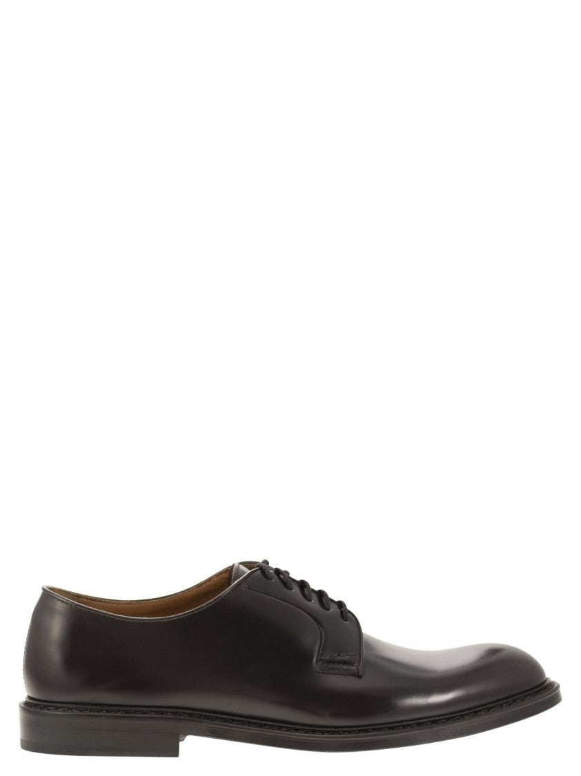 Doucal's Black Smooth Calfskin Derby Shoes