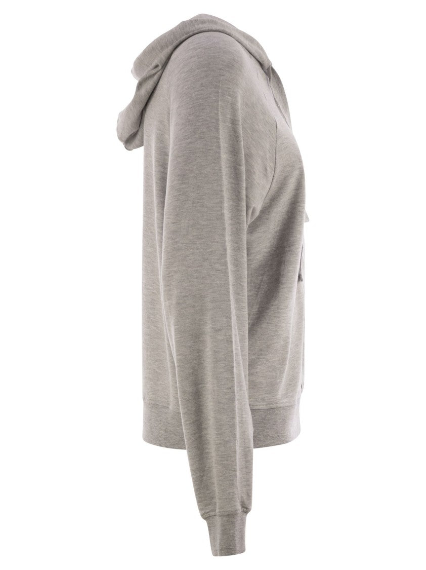 Majestic Raglan Sleeve Viscose Hoodie With Functional Zip Closure