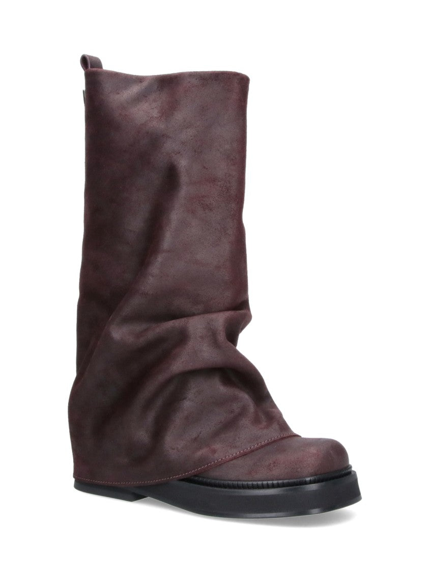 The Attico Burgundy Slouchy Mid-Calf Boots