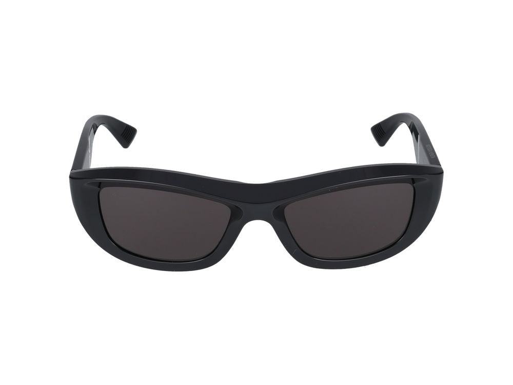 Bottega Veneta Black Gold-Tone Accents Oversized Square Sunglasses