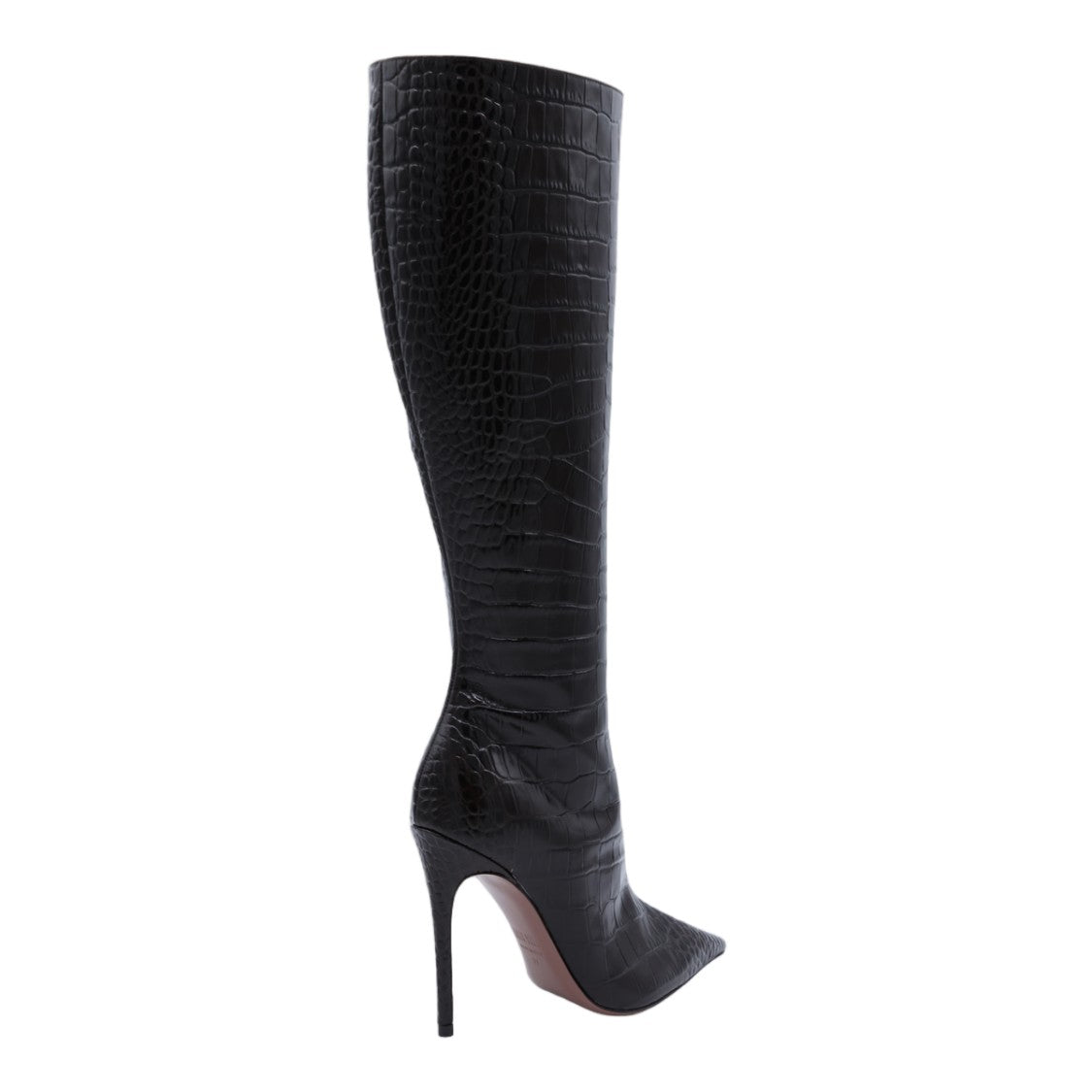 Paris Texas Tall Pointed Toe Boots With Crocodile Texture And Stiletto Heel