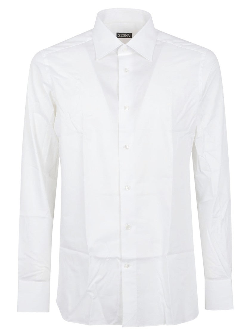 Zegna Long-Sleeve Cotton-Lycra Shirt With Crisp Collar