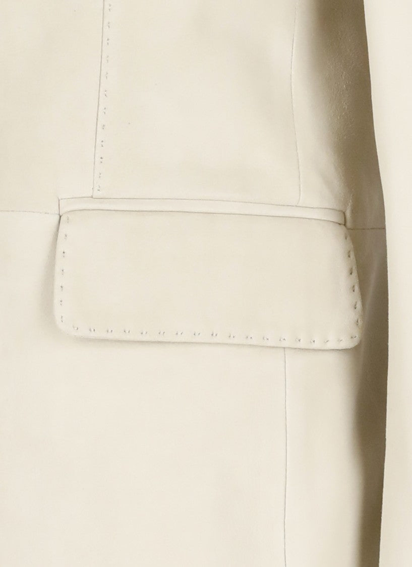 Tagliatore Beige Suede Leather Jacket