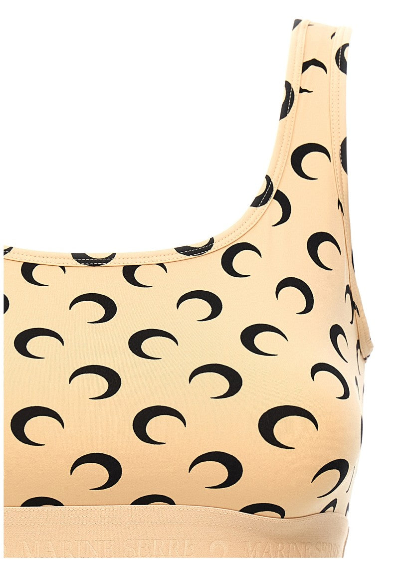 Marine Serre Moon Printed Jersey' Cropped Top