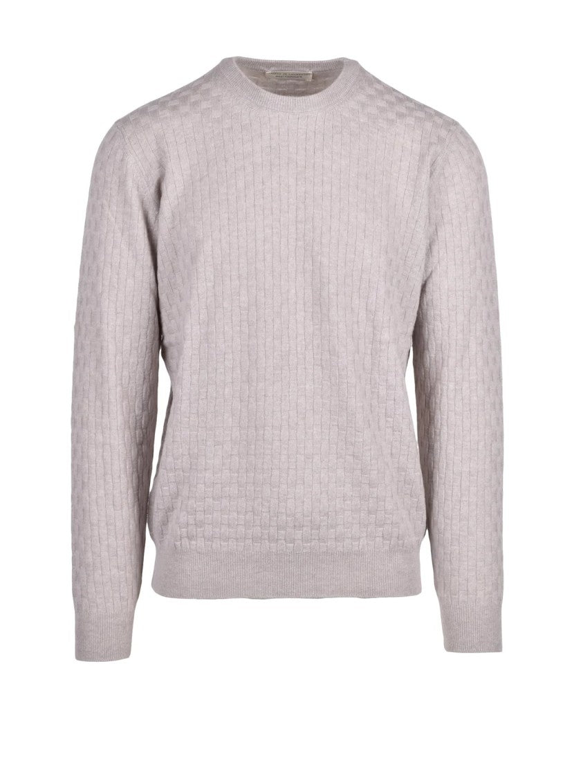 Filippo De Laurentiis Stone Merino Wool-Blend Crewneck Sweater