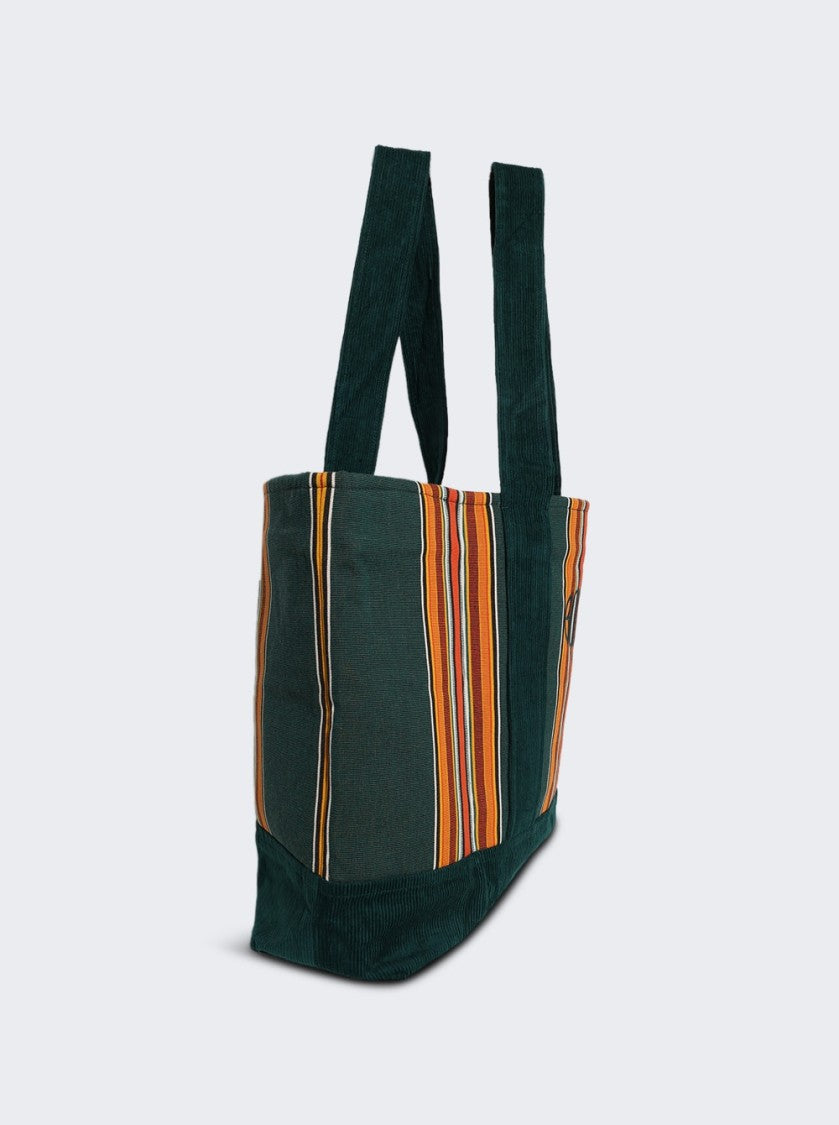 Bode Parakeet Stripe Tote Bag Green Multicolor