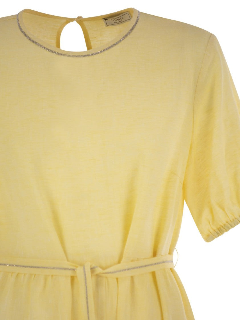 Peserico Long Dress In Pure Linen