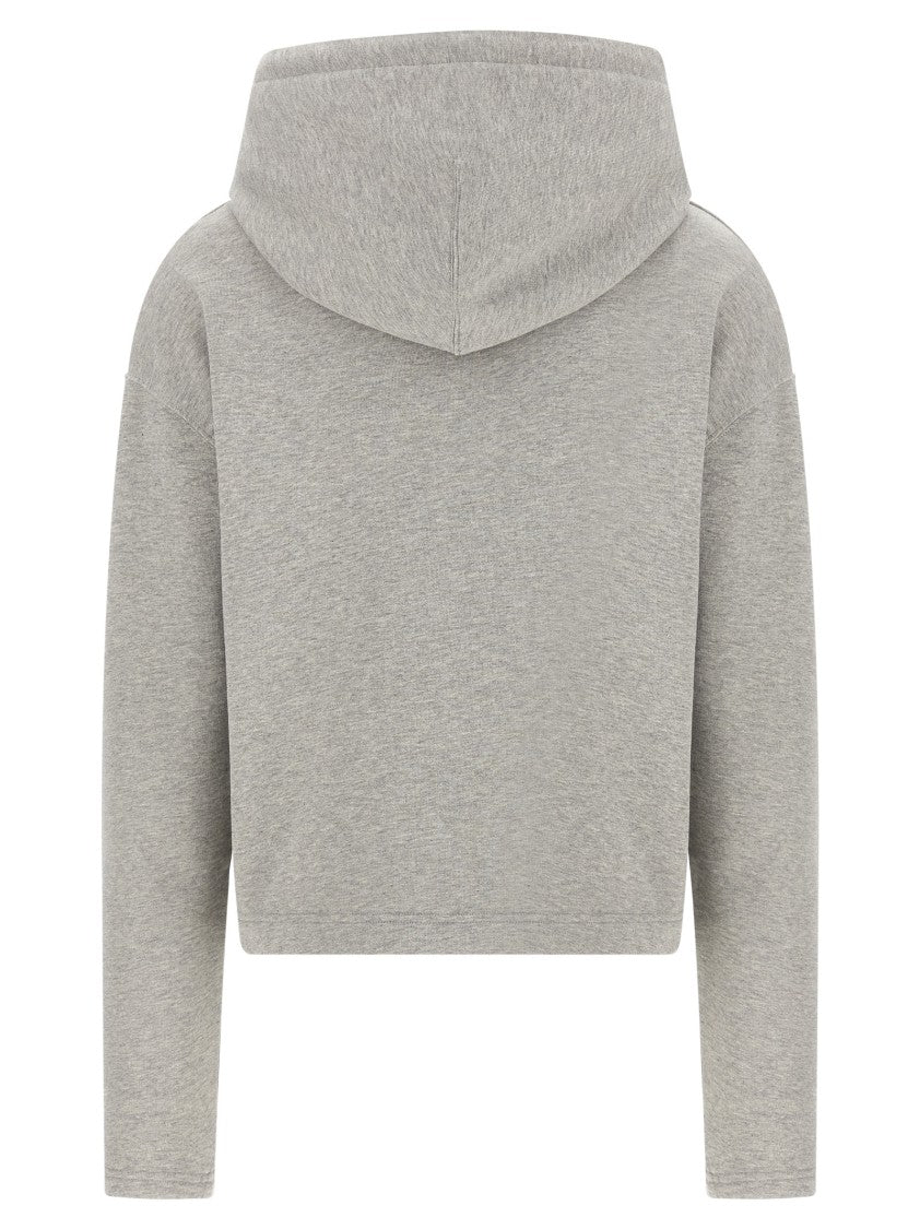 Ami Gauze Mélange Cotton Hoodie With Subtle Logo Embroidery