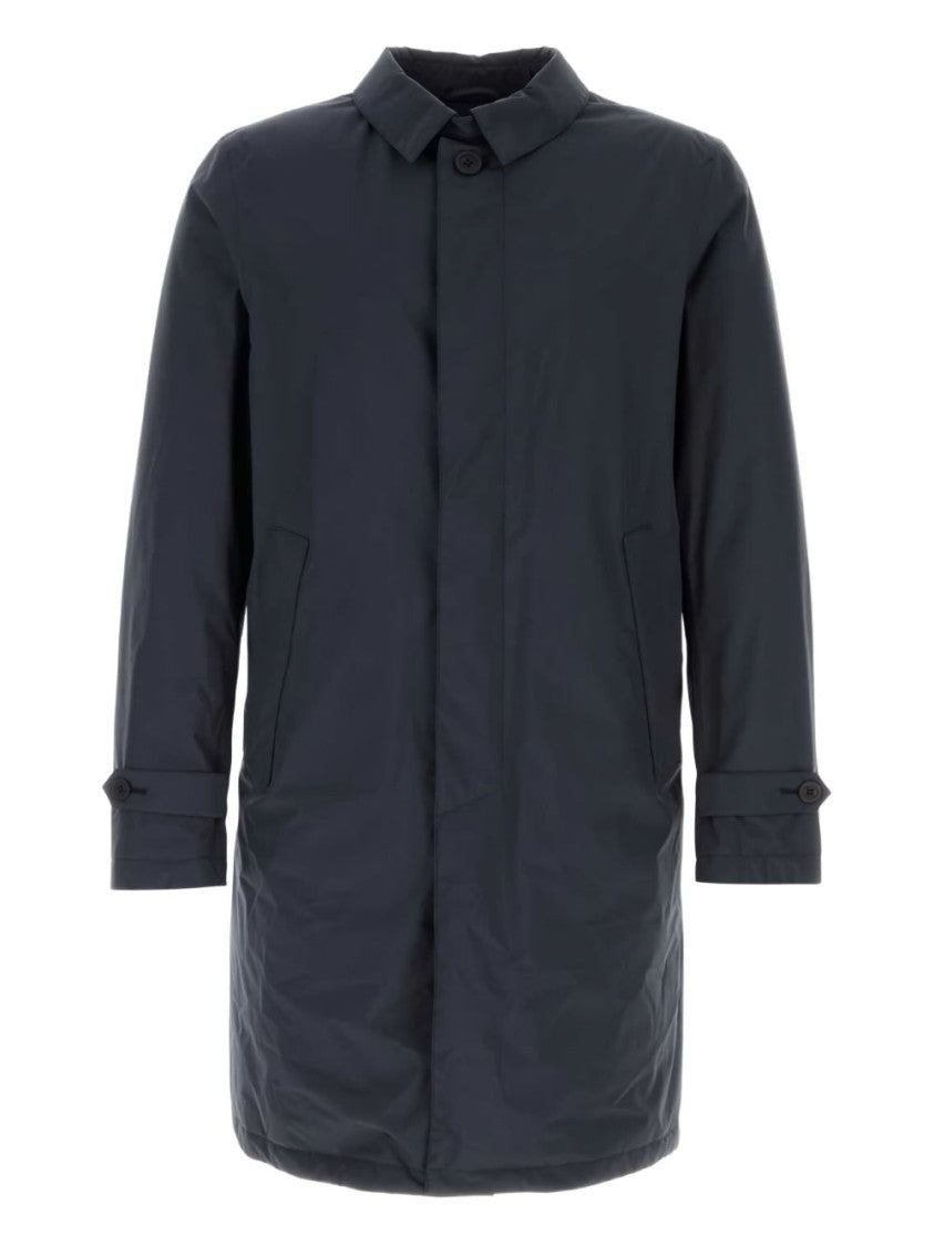 Herno Padded Waterproof Trench Coat In Classic Navy