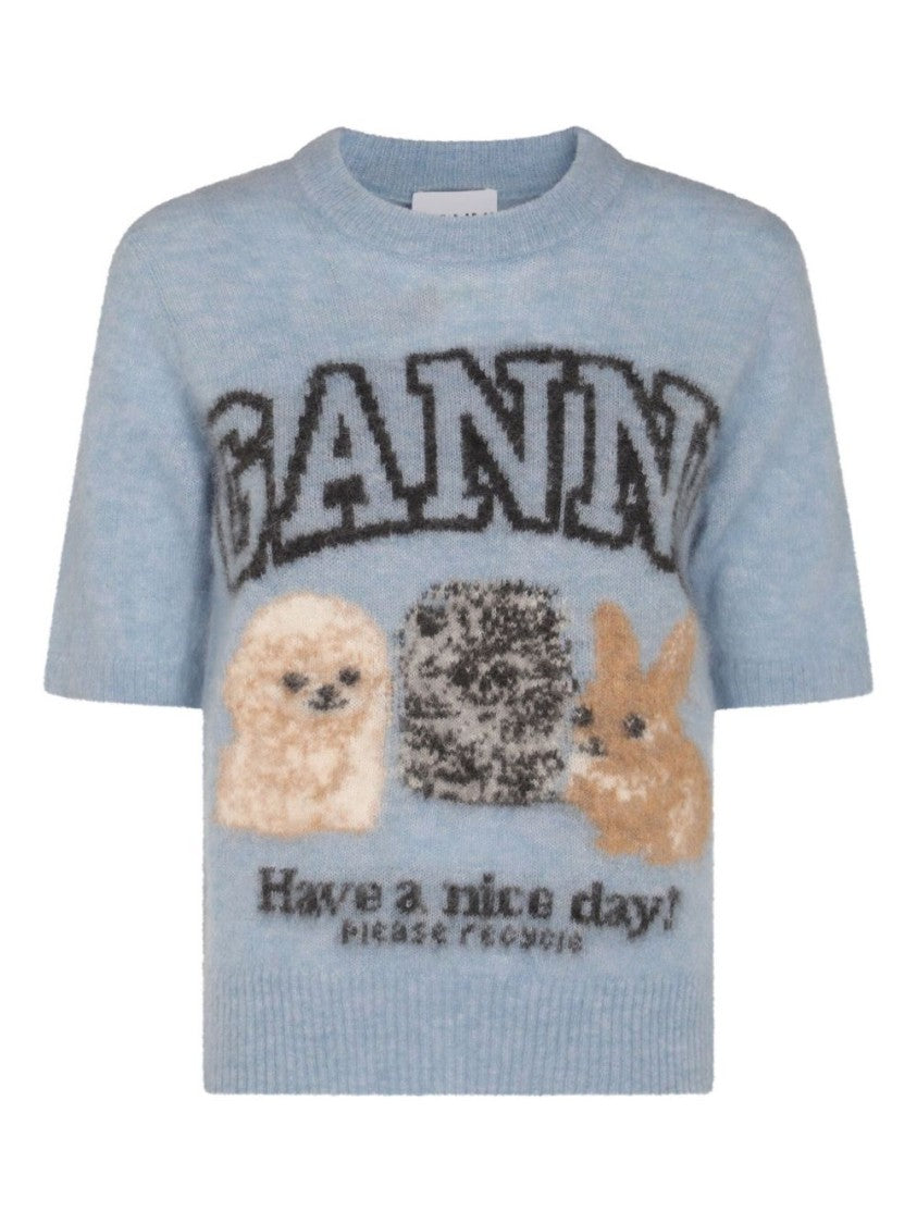 Ganni Logo And Print T-Shirt