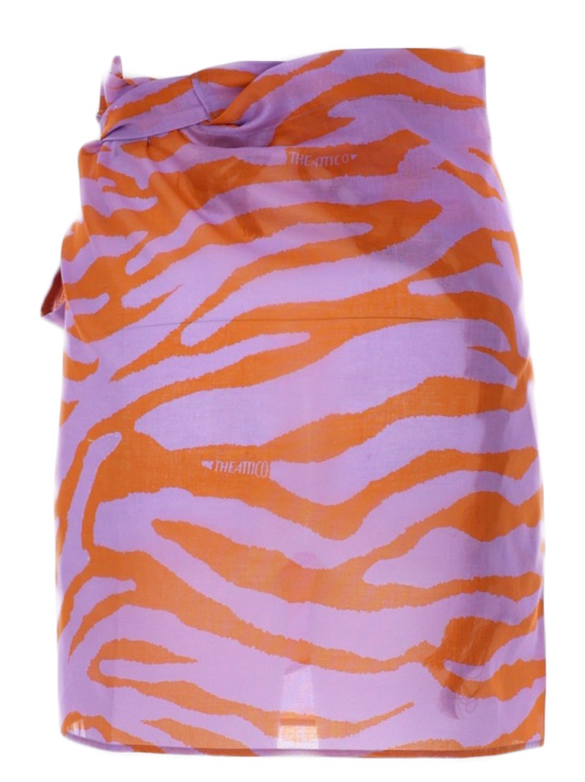 The Attico Lightweight Animal Print Pareo Skirt