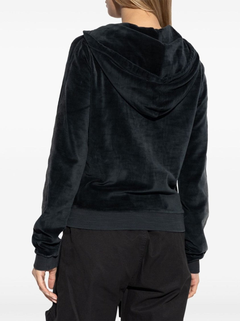 Diesel Soft Velvet Zip-Up Hoodie With Drawstring Hood