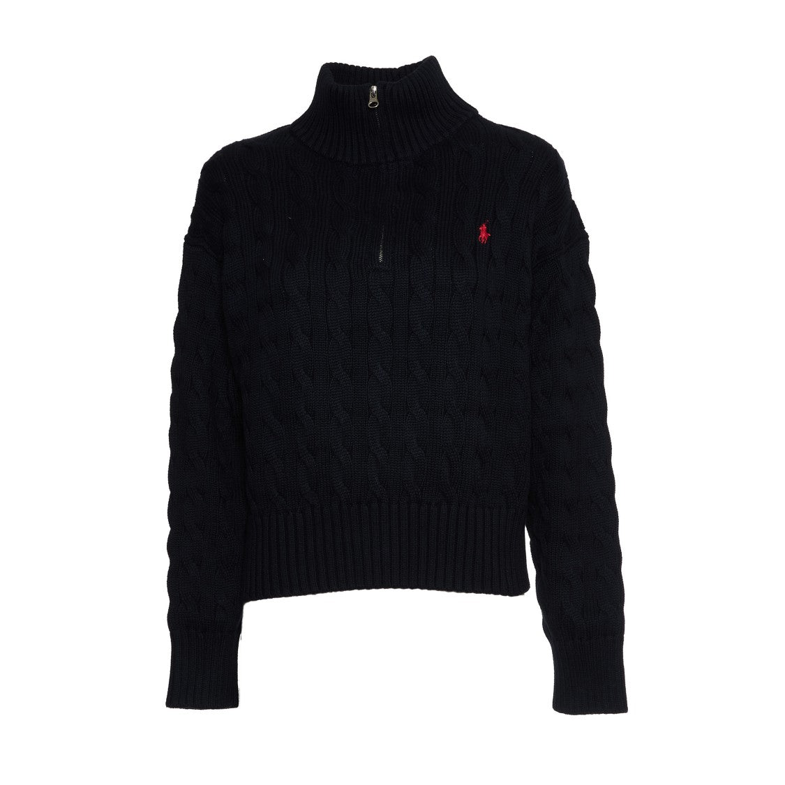 Polo Ralph Lauren Cable-Knit Sweater With Quarter-Zip And Ribbed Cuffs