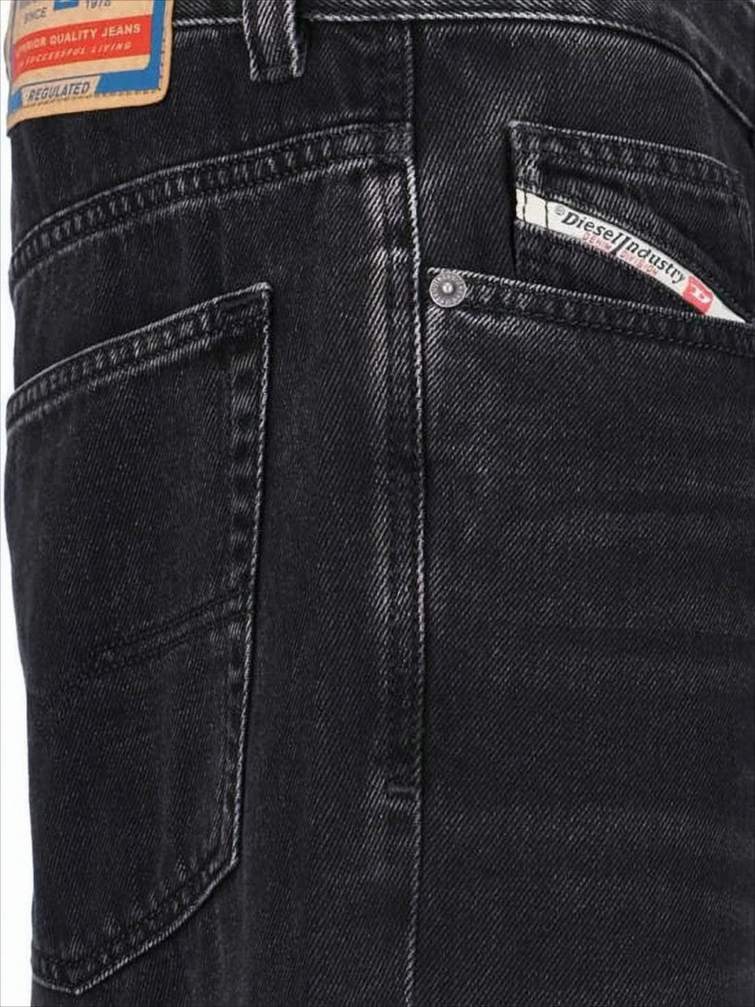 Diesel Wide-Leg Black Denim Pants With Classic Five-Pocket Styling