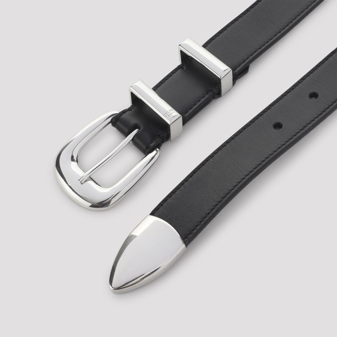 Celine 25Mm Black Brushed Calf Leather Belt