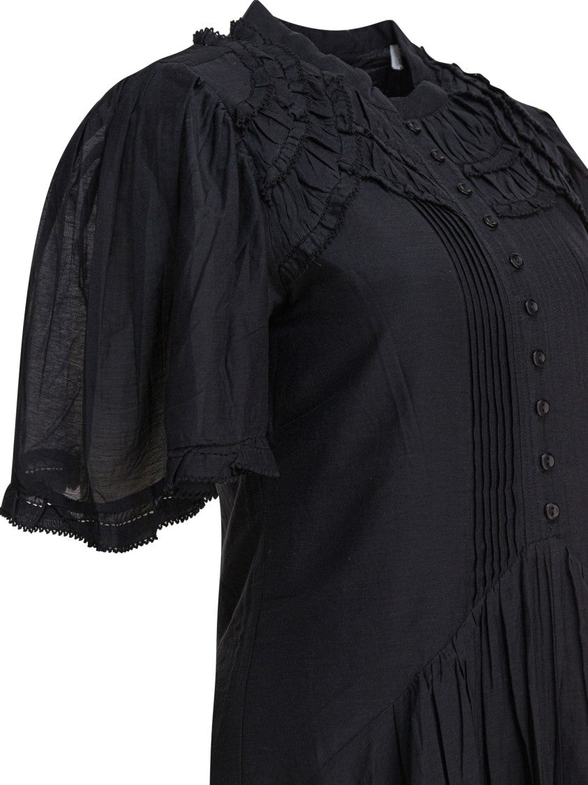 Isabel Marant Étoile Flowing Black Dress With Puffed Sleeves