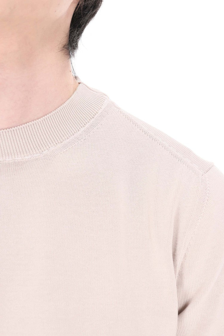 Eleventy Ecru Saddle-Stitched Cotton T-Shirt