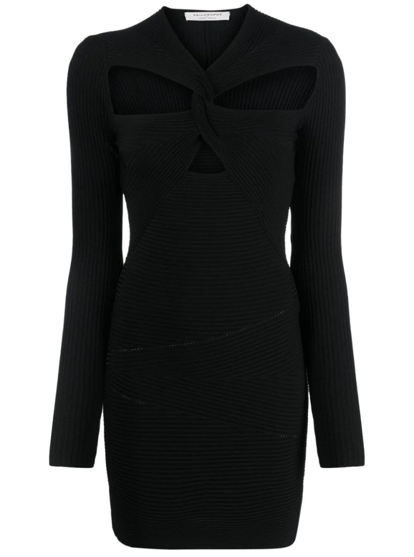 Philosophy Di Lorenzo Serafini Twisted Neckline Black Mini Dress