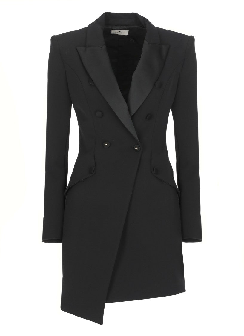 Elisabetta Franchi Peak Lapel Crêpe Dress With Tailored Silhouette