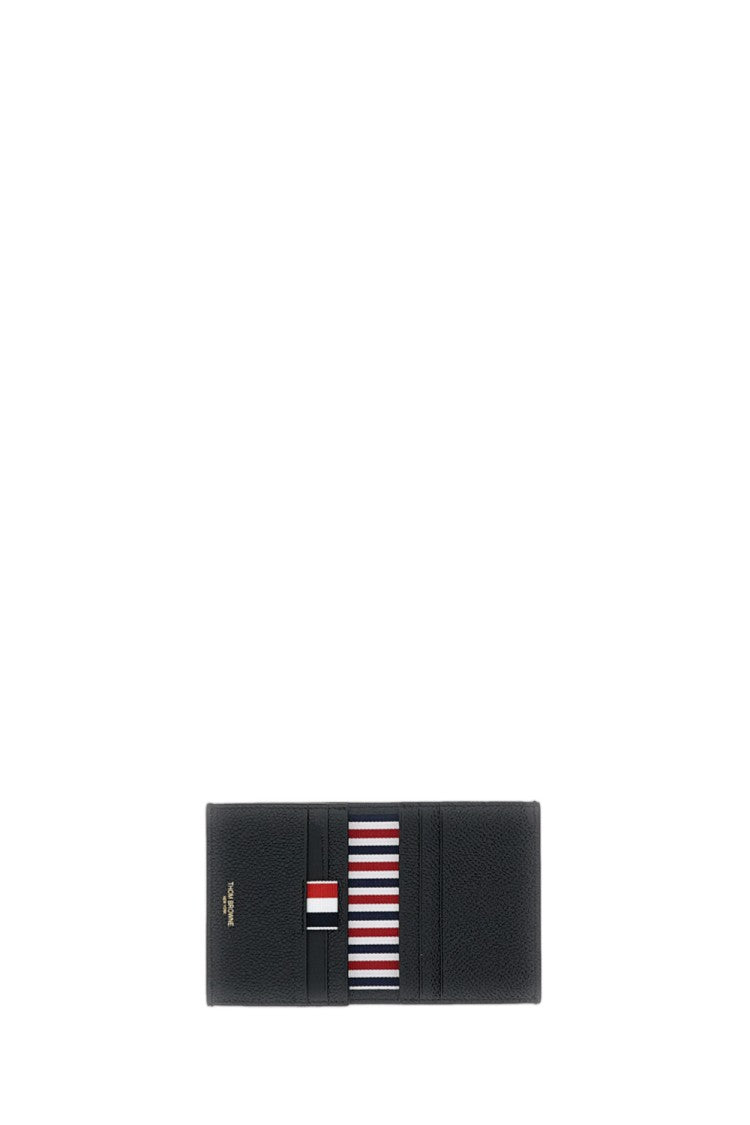 Thom Browne Black Rwb Stripe Leather Card Holder