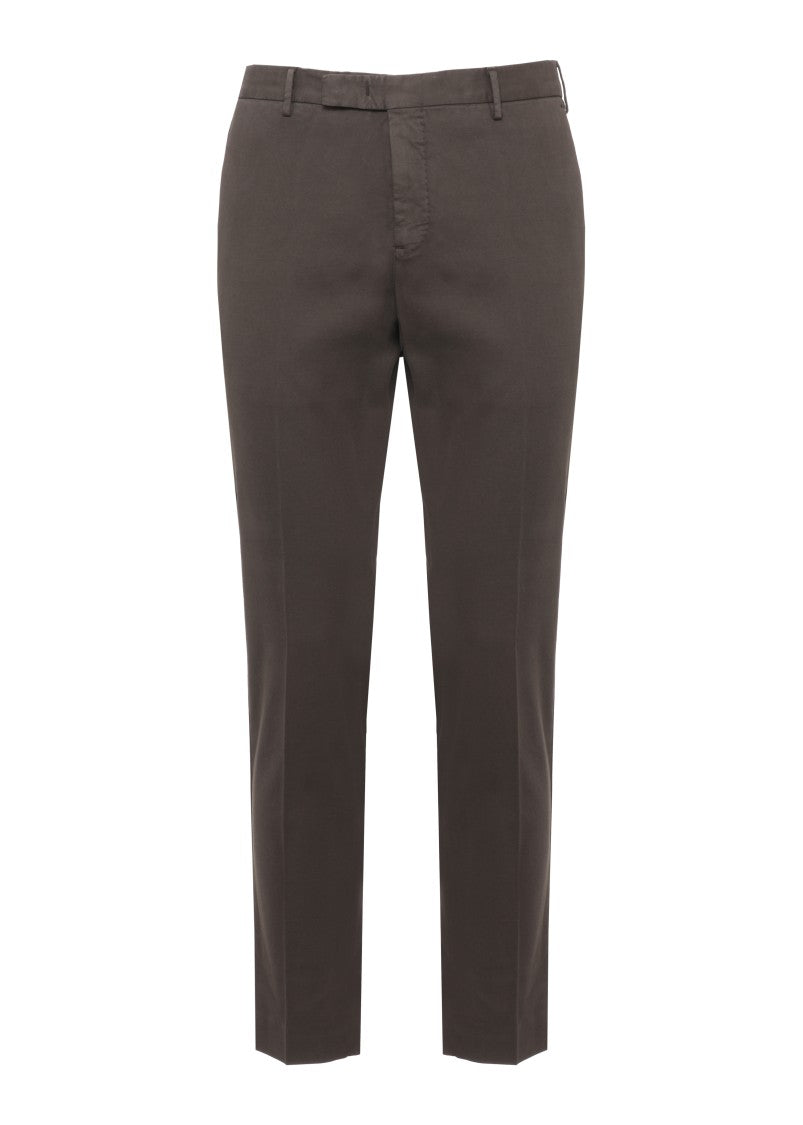 Pt Torino Brown Tailored Cotton Straight-Leg Pants