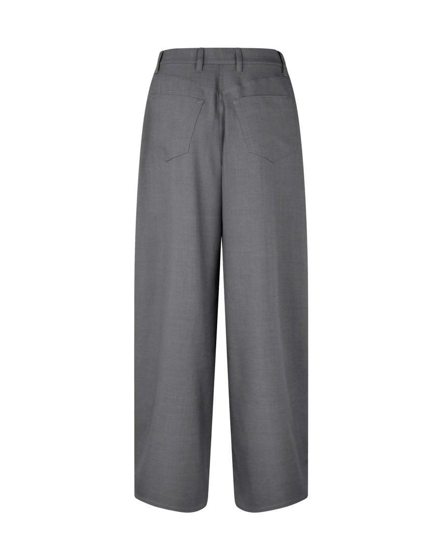 Samsøe Samsøe Dark Grey Saharper Pleat Melange Wide-Leg Pants