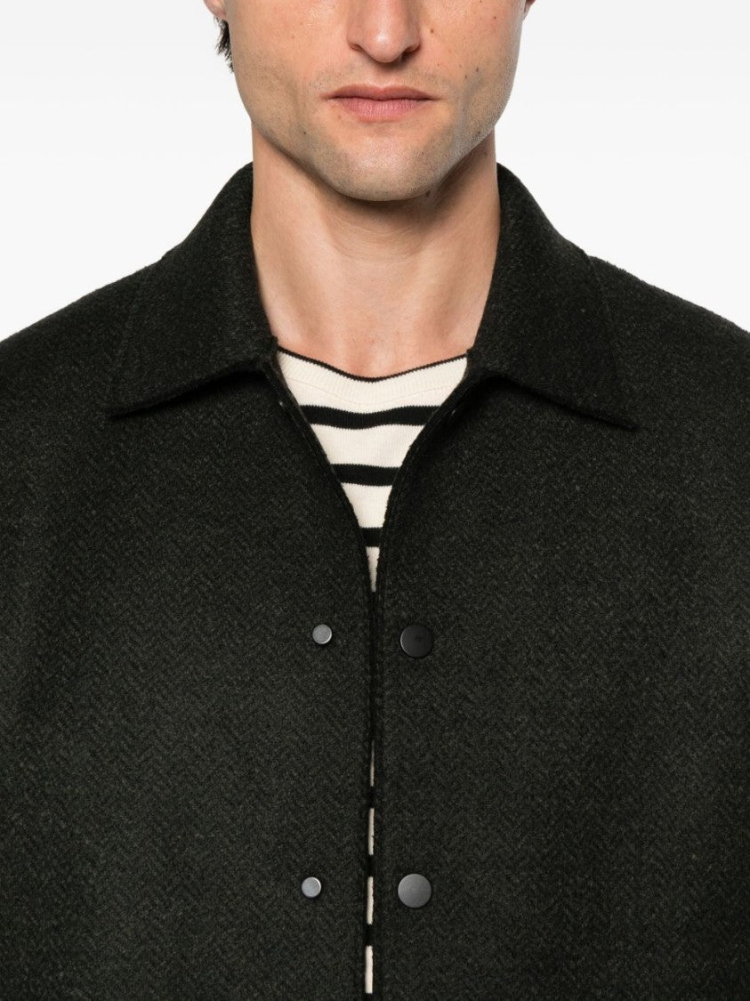 Harris Wharf London Boxy Virgin Wool Coat With Herringbone Texture