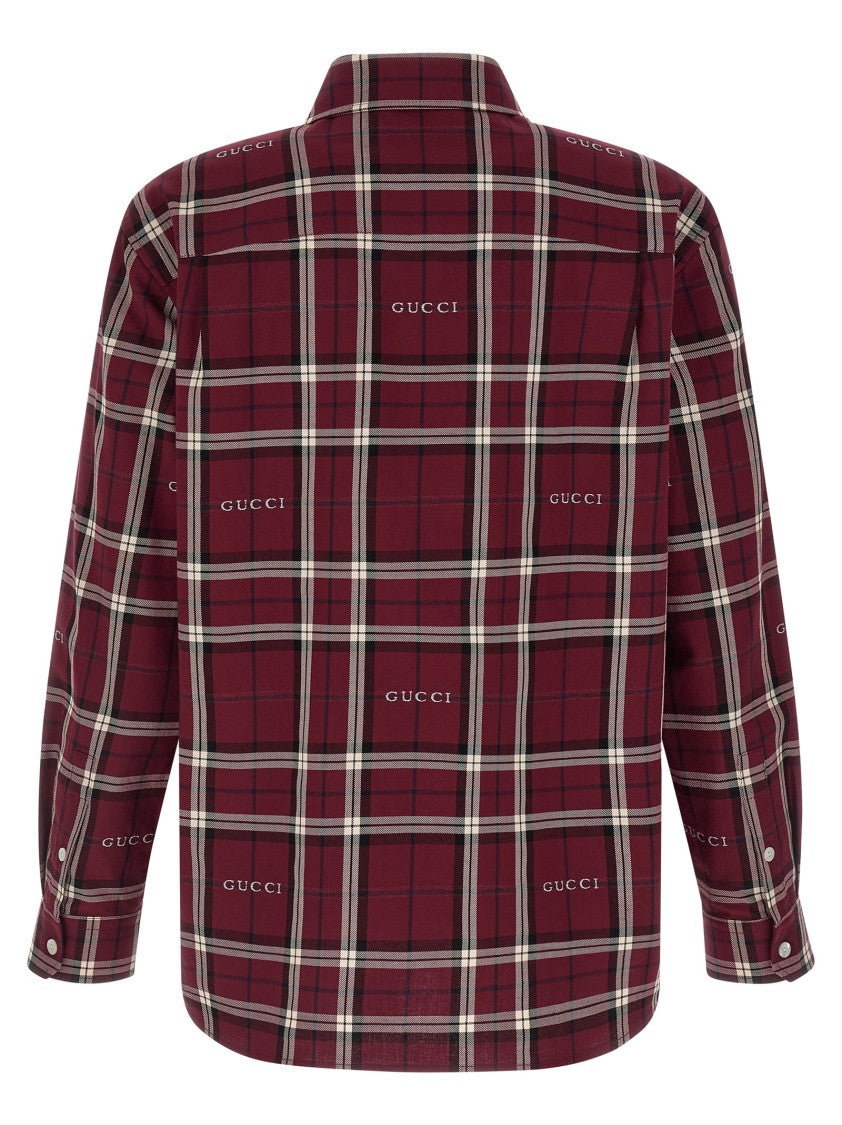 Gucci Jacquard Cotton Tartan Shirt With Chest Pocket And Cuffed Sleeves
