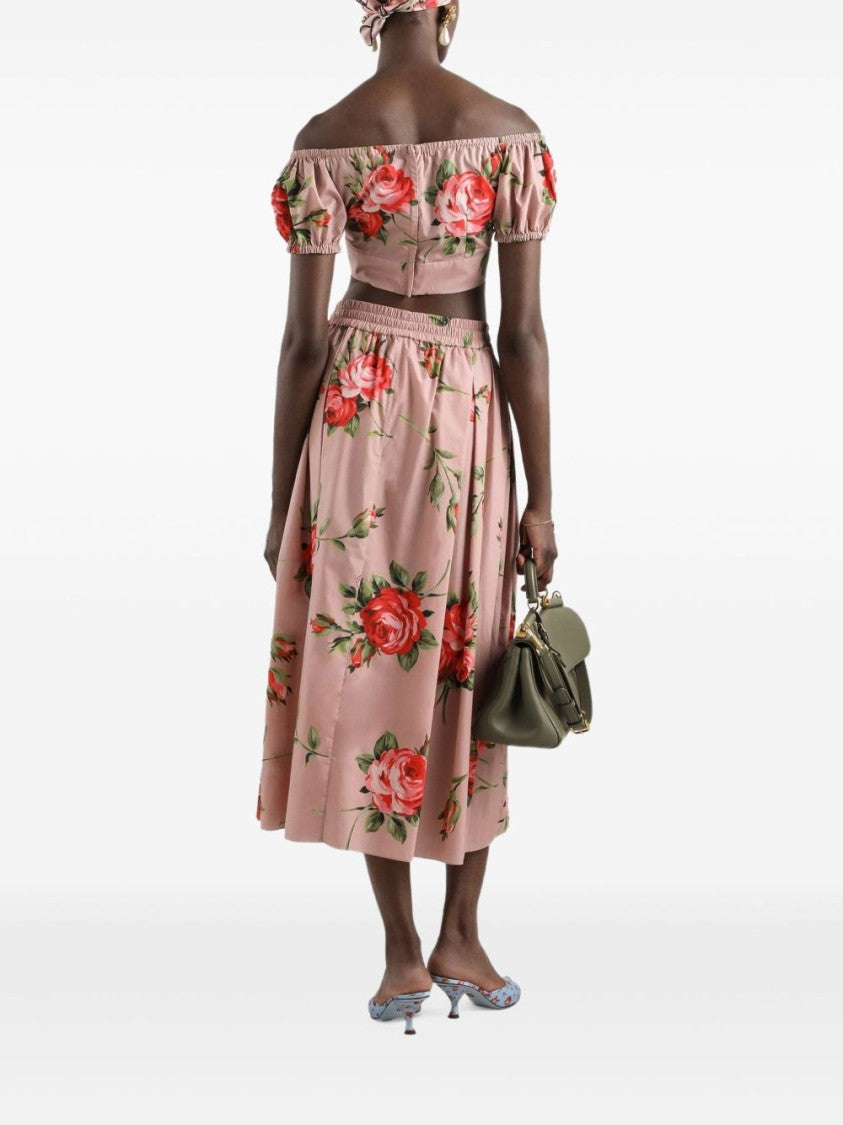 Dolce & Gabbana Floral Off-Shoulder Crop Top