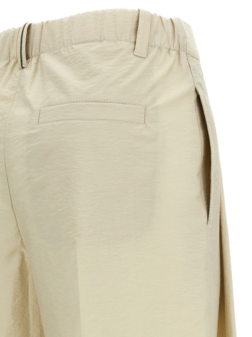 Brunello Cucinelli Formal Cotton Blend Trousers With Double Pleats And Cropped Leg