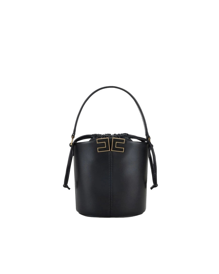 Elisabetta Franchi Bucket Bag With V-Cut Design And Gold Logo