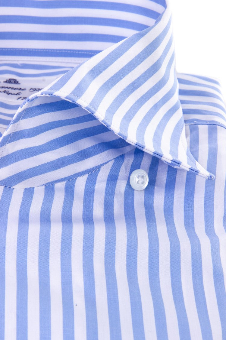 Finamore Ustica Collar Cotton-Linen Stripe Tailored Shirt