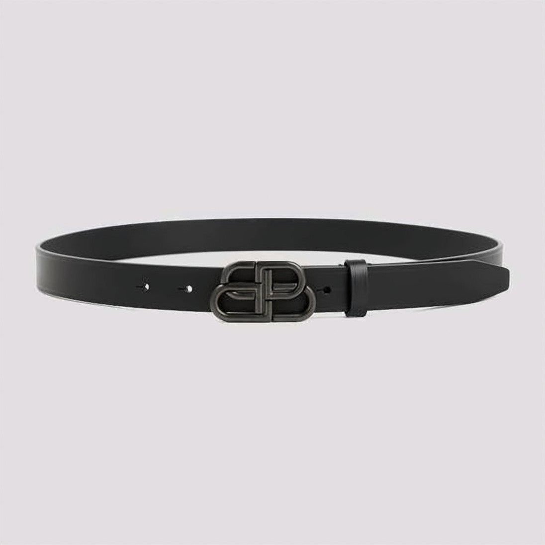 Balenciaga Interlocking Double-B Buckle Leather Belt