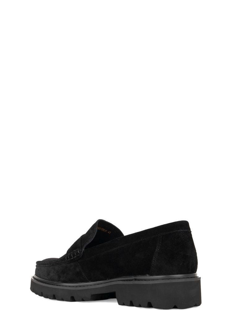 Sergio Moretti Black Suede Leather-Lined Loafers