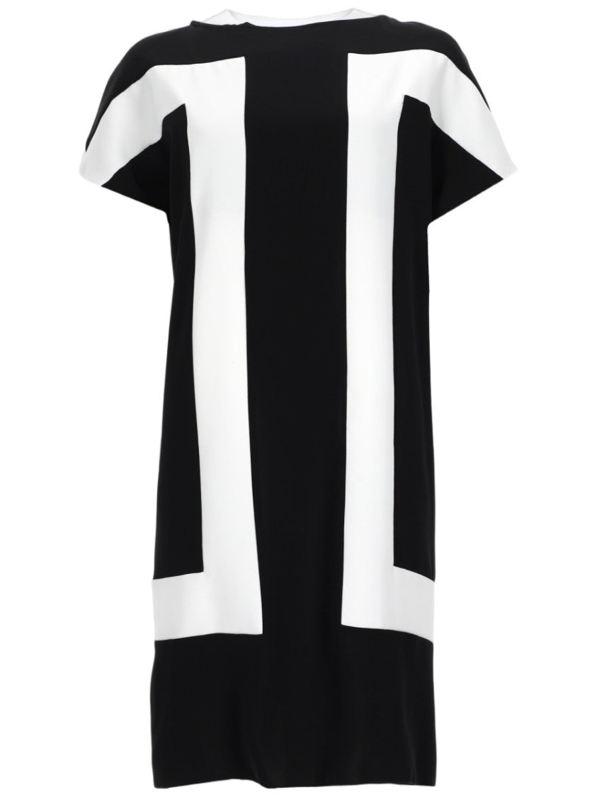 One Straight-Leg Dress With Geometric Pattern And Zipper Closure
