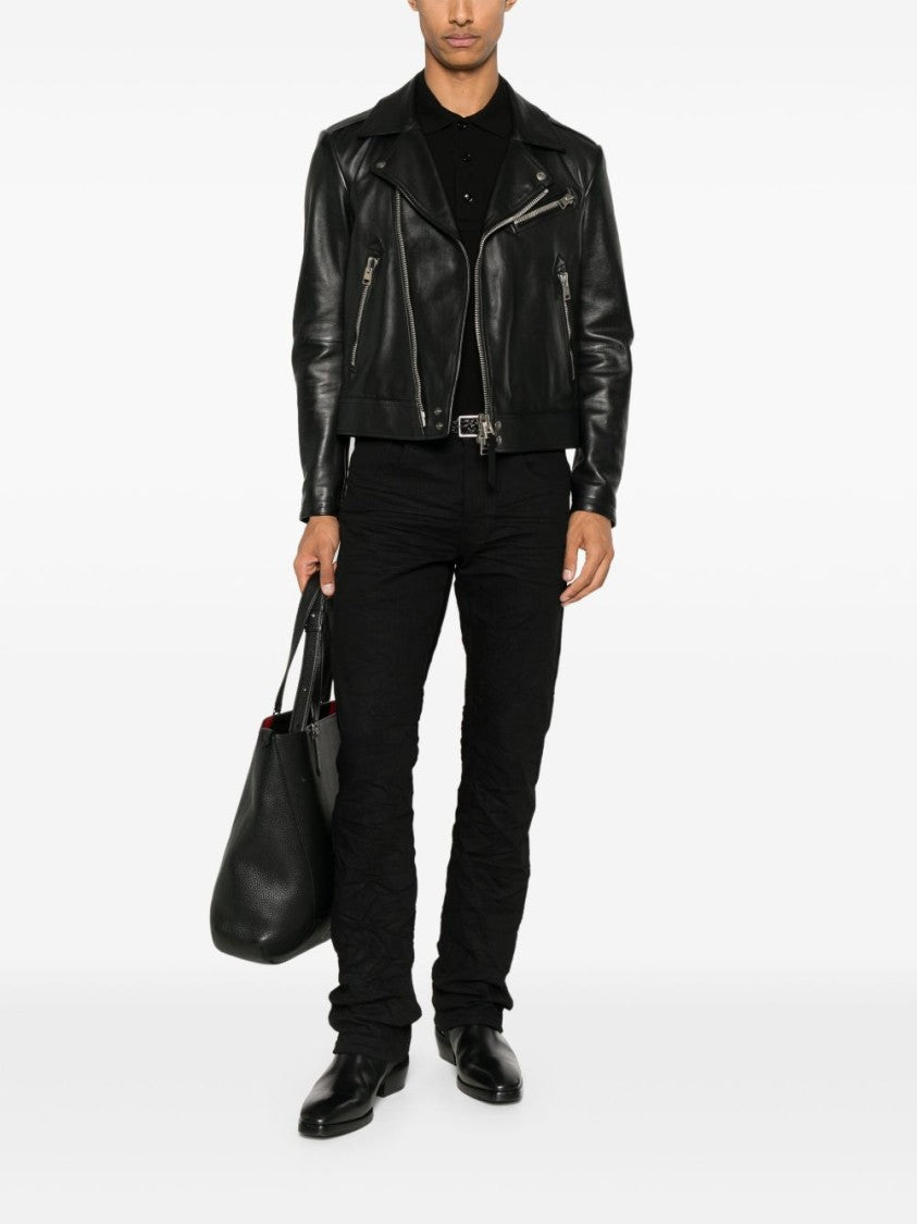 Tom Ford Short-Sleeved Black Polo Shirt With Logo Embroidery