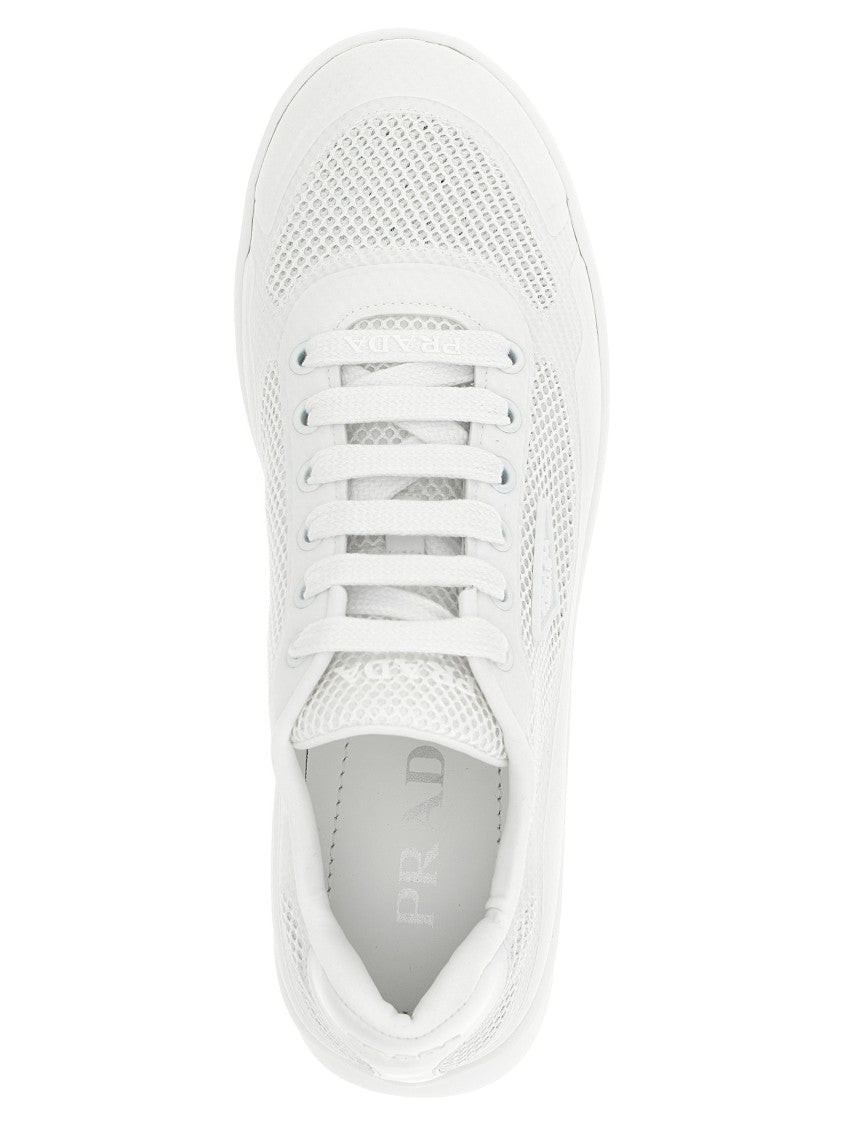 Prada Openwork Mesh Sneakers With Oversized Rubber Sole