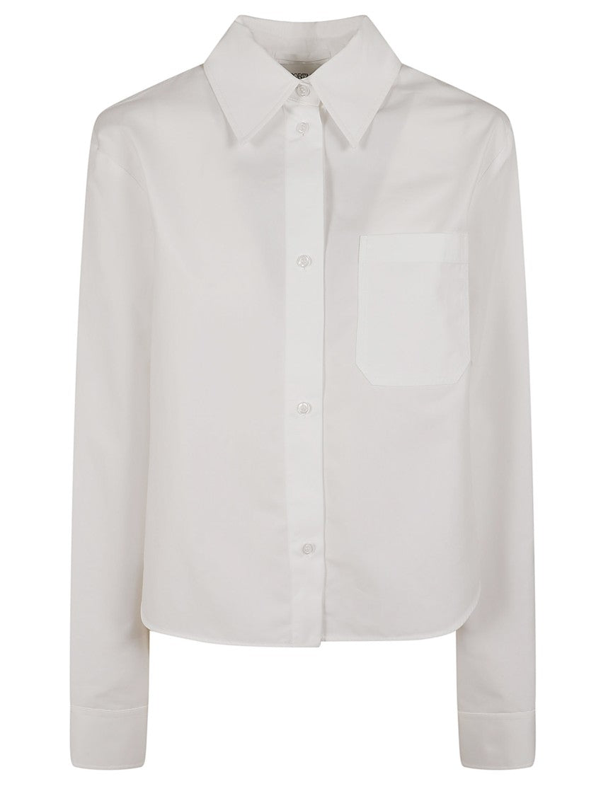 Max Mara Cropped Shirt With Fully Pleated Back And Asymmetrical Hem