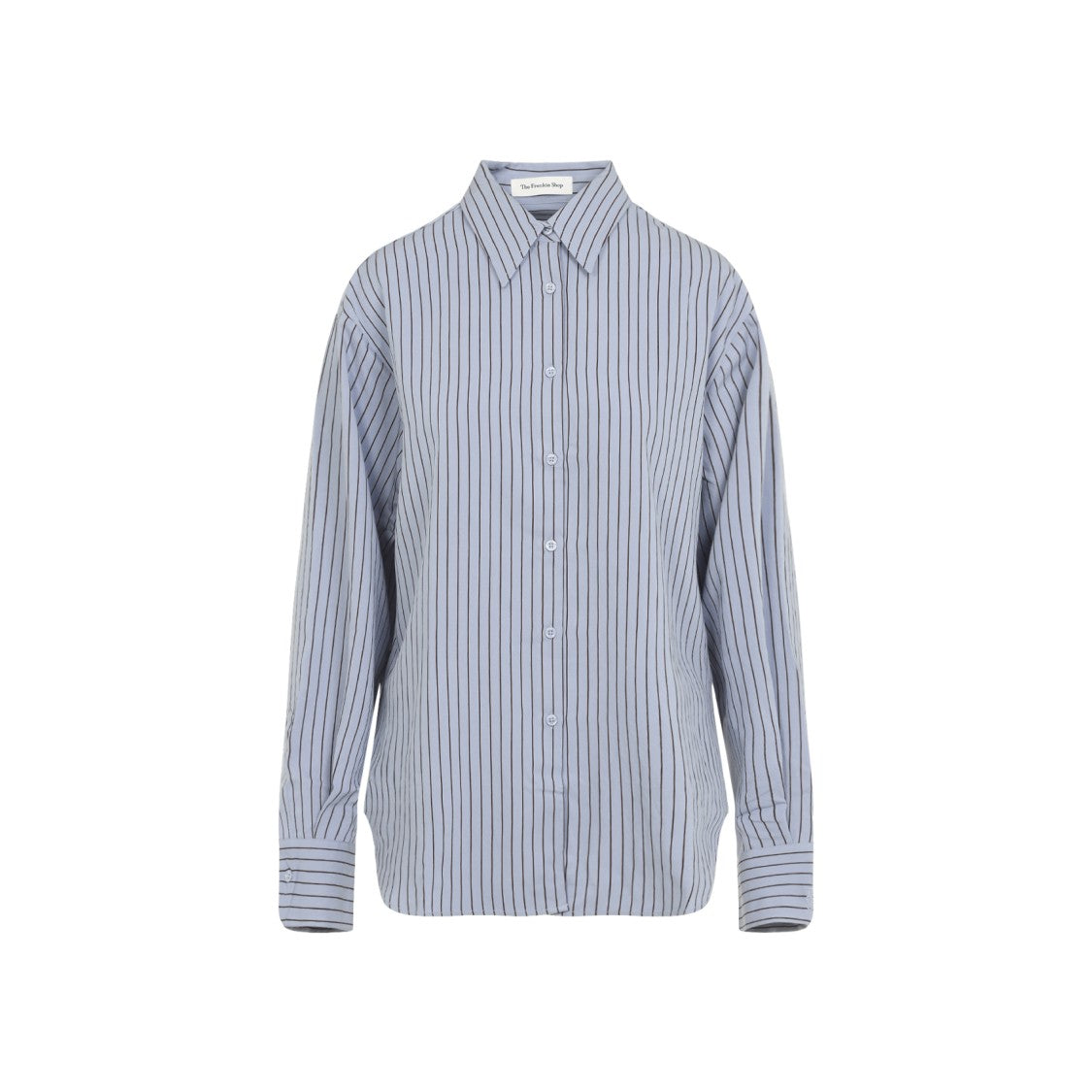 The Frankie Shop The Frankie Shop Peri Striped Blue And Brown Lyocell Shirt