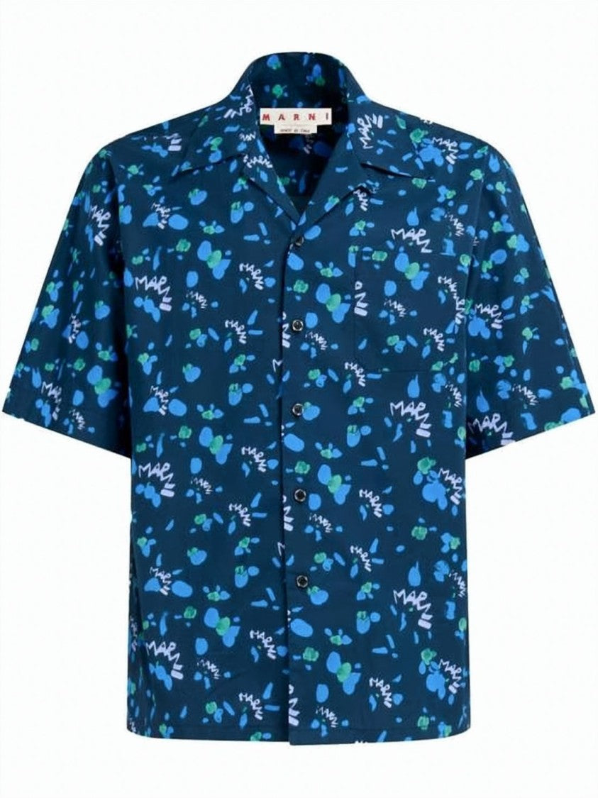 Marni Short-Sleeved Relaxed Fit Shirt With Abstract Pattern